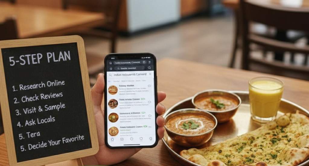 Family enjoying a meal together at an Indian restaurant