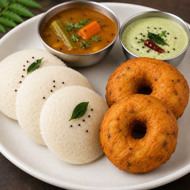 Idli and Vada at Triveni Restaurant